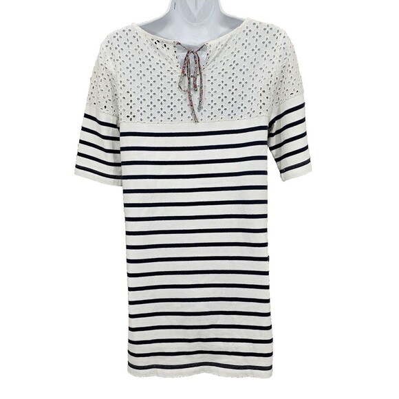 Postmark Anthropologie Tunic Dress White Nautical Striped Pockets Cotton Size S - Picture 2 of 9